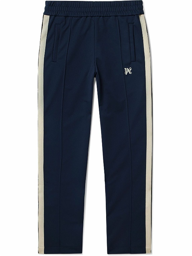 Photo: Palm Angels - Straight-Leg Logo-Embroidered Jersey Sweatpants - Blue