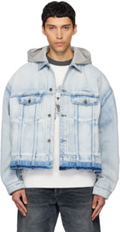 We11done Blue Layered Denim Jacket