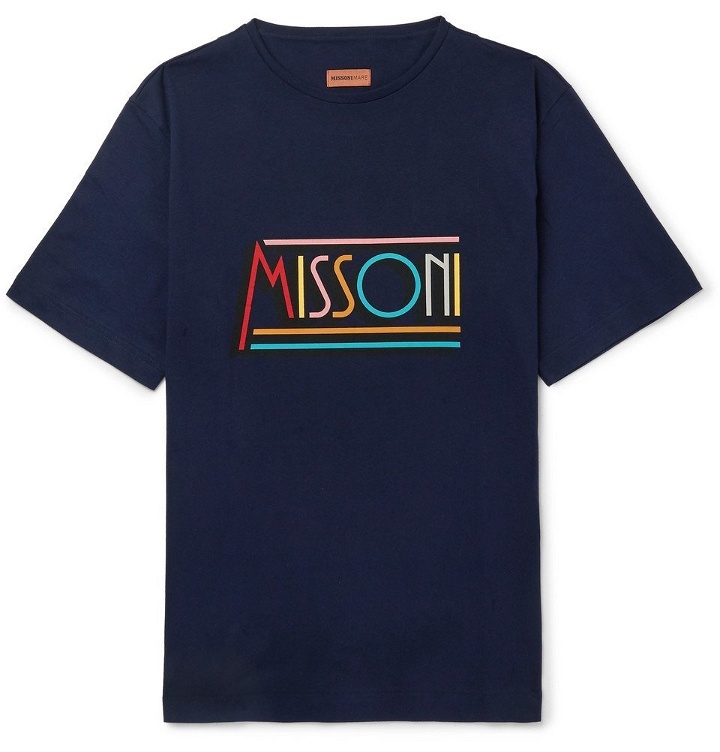Photo: Missoni - Logo-Print Cotton-Jersey T-Shirt - Men - Navy