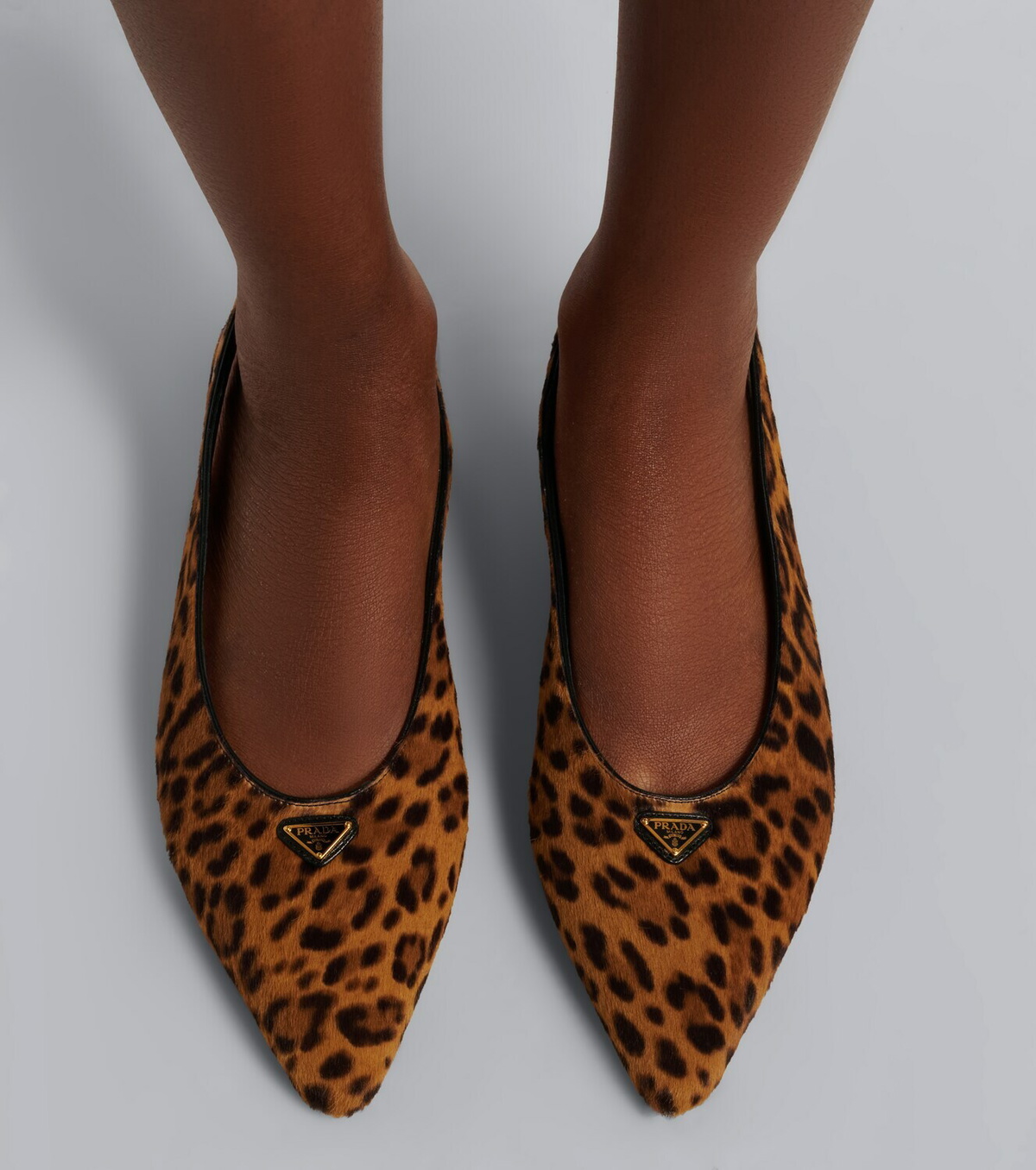 Prada Leopard-print calf hair slingback flats