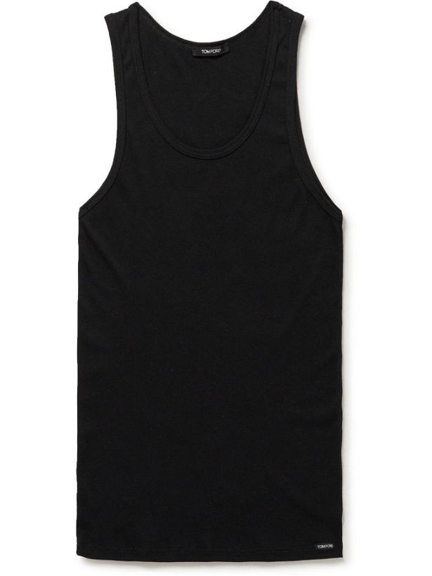 Photo: TOM FORD - Ribbed Cotton and Modal-Blend Tank Top - Black