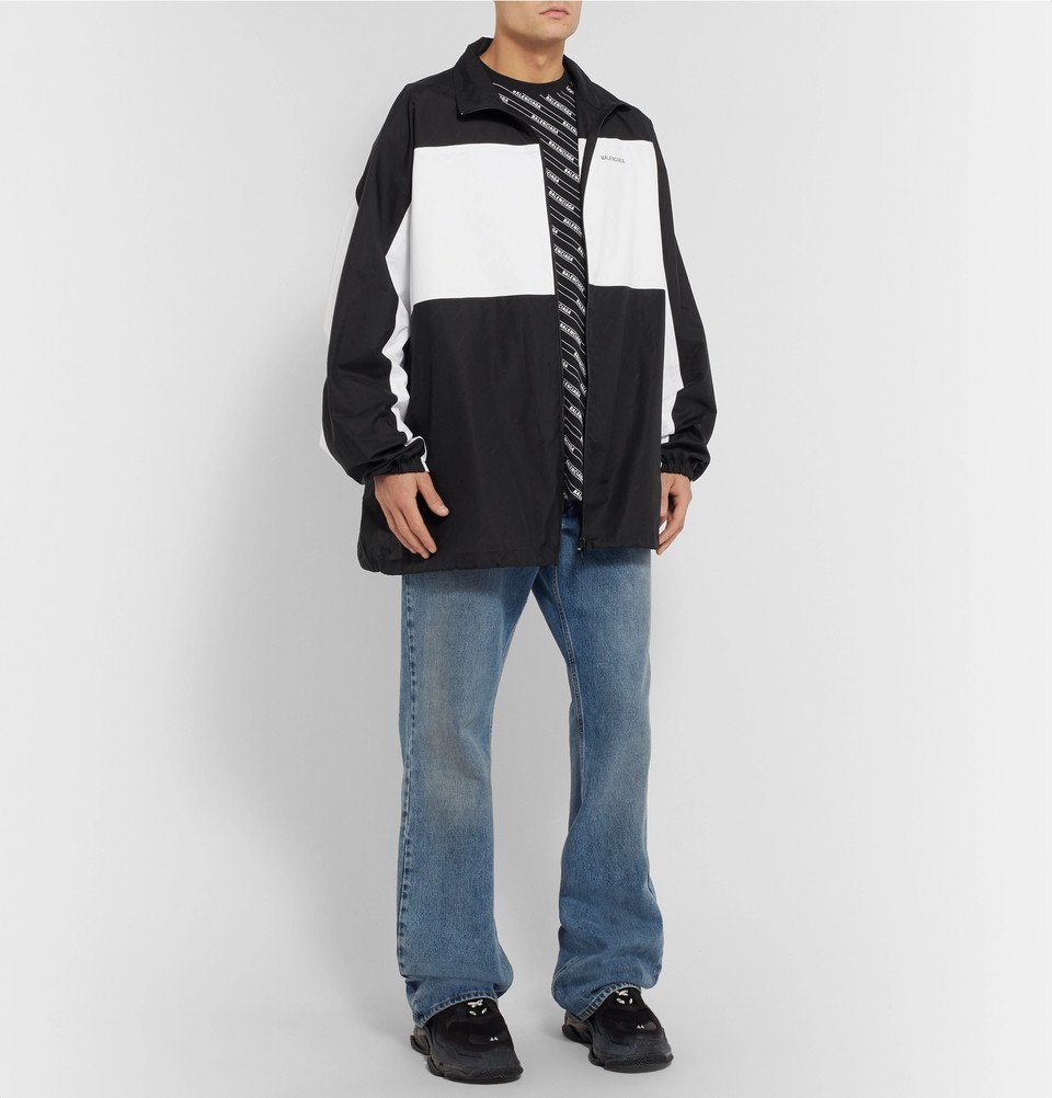 Balenciaga - Oversized Logo-Embroidered Cotton Jacket - Black Balenciaga