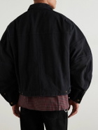 Willy Chavarria - Stockton Cropped Logo-Detailed Distressed Denim Jacket - Black