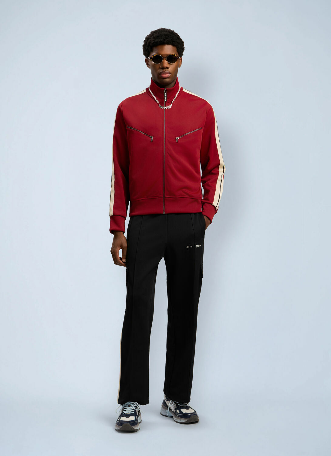 Palm Angels Curved Logo Zip-Up Track Jacket