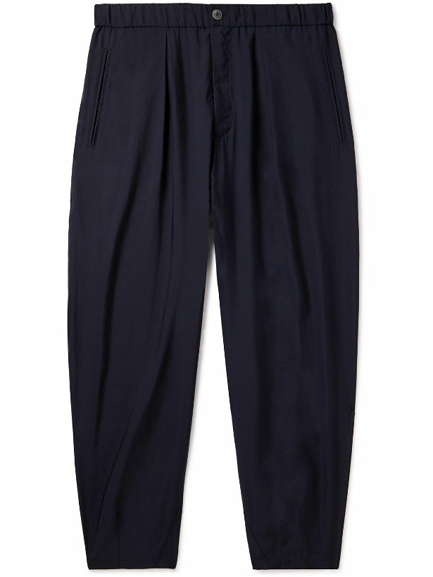 Photo: Giorgio Armani - Straight-Leg Lyocell and Silk-Blend Suit Trousers - Blue
