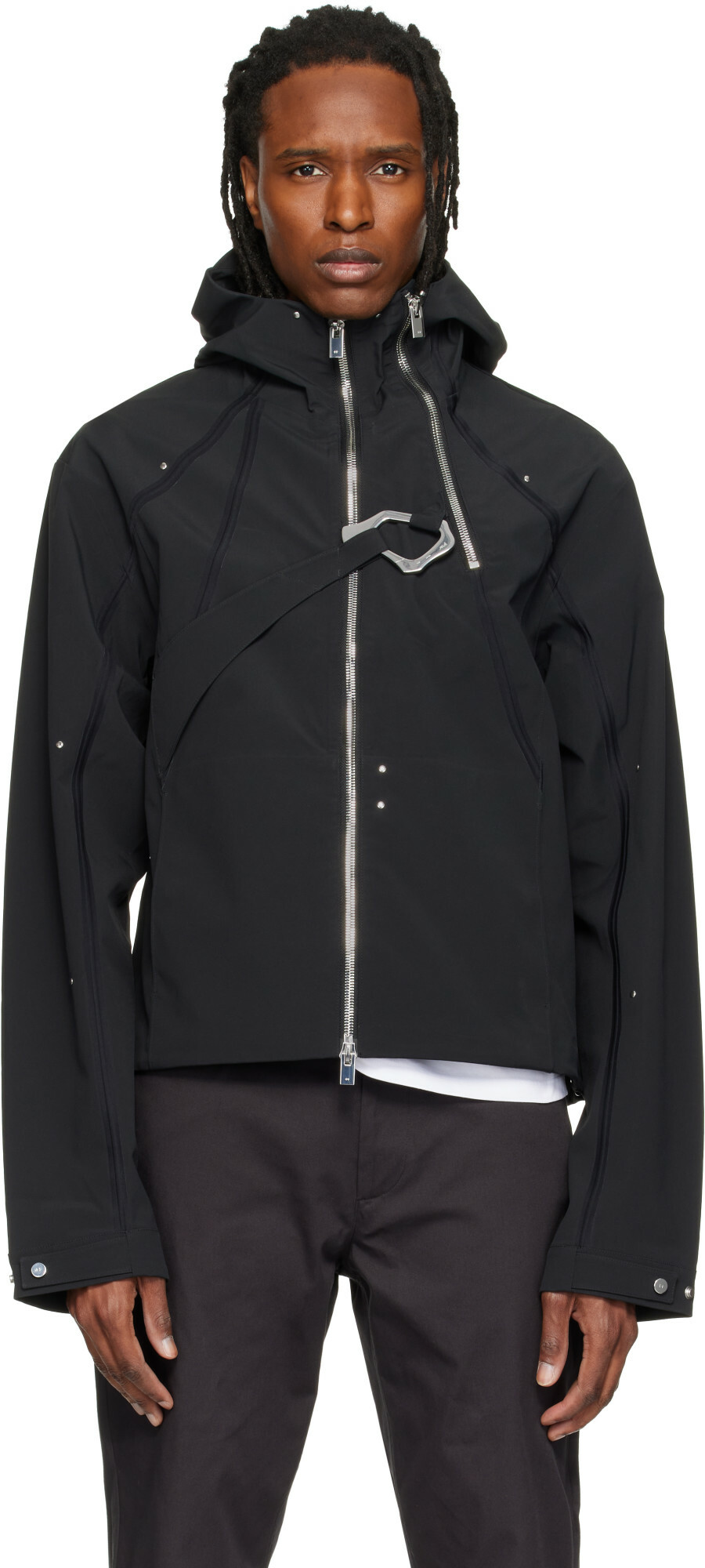 HELIOT EMIL Black Moire Technical Jacket