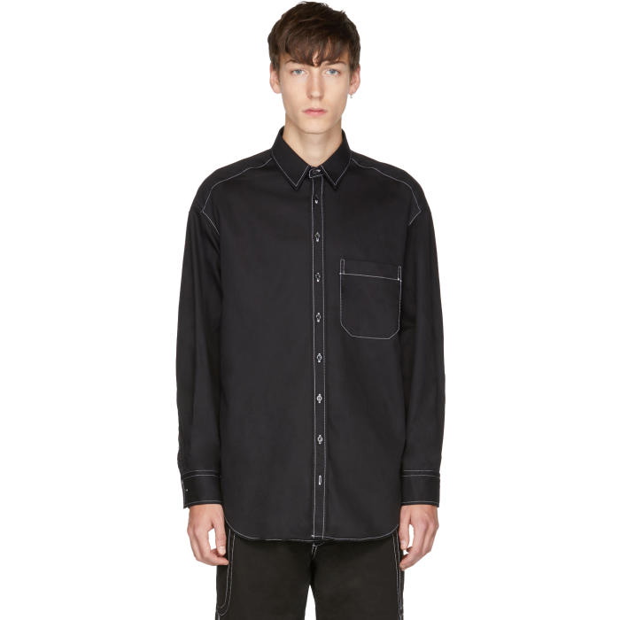 Photo: Neil Barrett Black Oversized Contrast Stitch Shirt