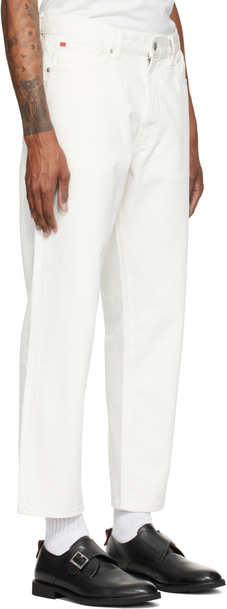 Hugo White Relaxed-Tapered-Fit Jeans