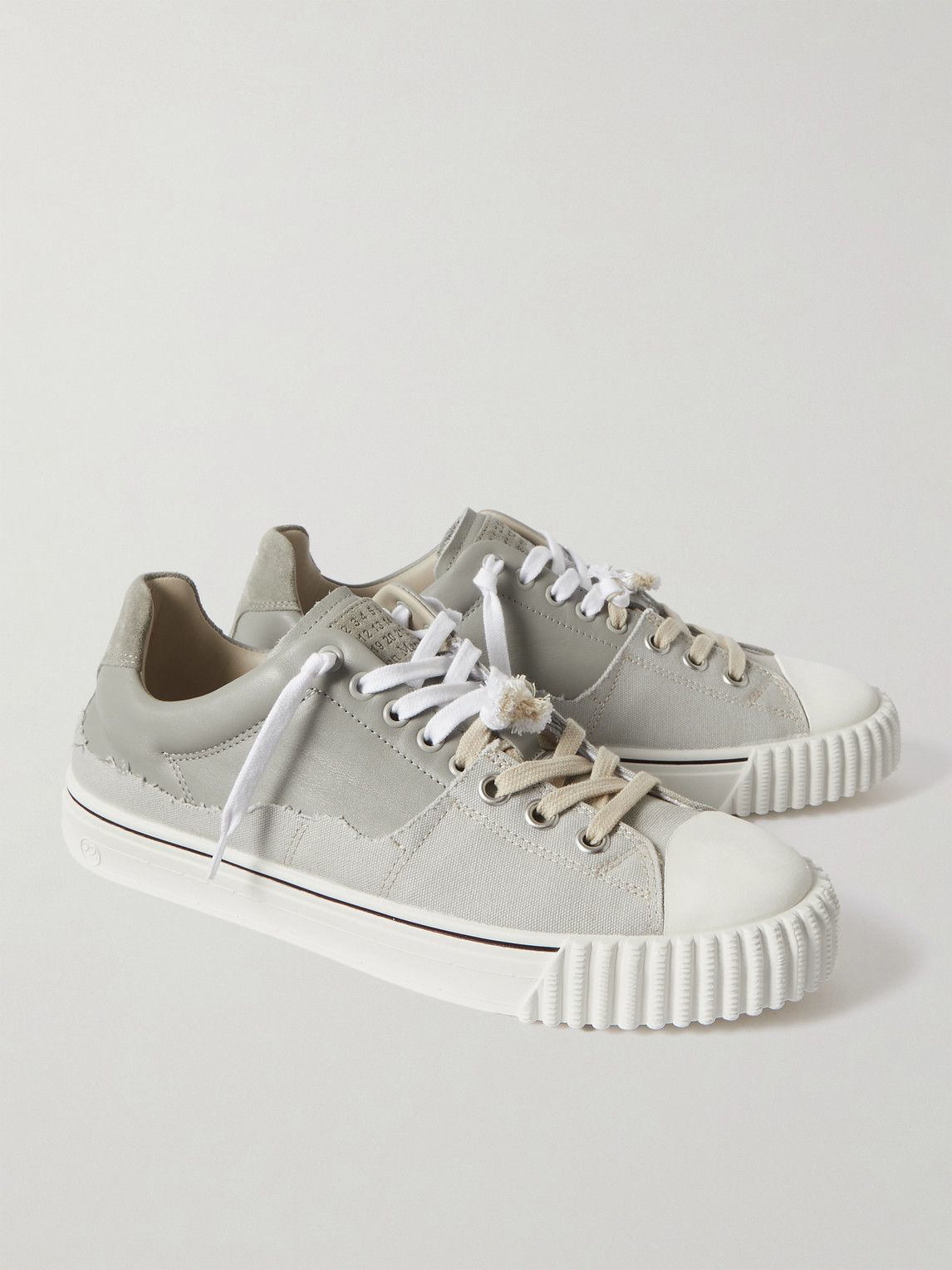 Maison Margiela - Evolution Distressed Canvas and Leather Sneakers