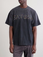 Satoshi Nakamoto - Whatever It Takes Logo-Embellished Distressed Cotton-Jersey T-shirt - Black