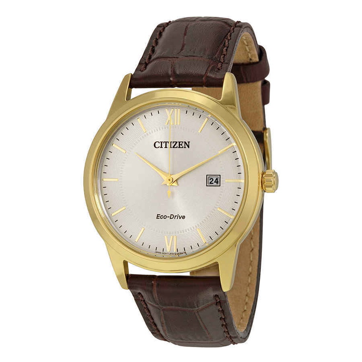 Photo: Citizen Men's Straps Eco-Drive Ivory White Dial Watch AW1232-04A