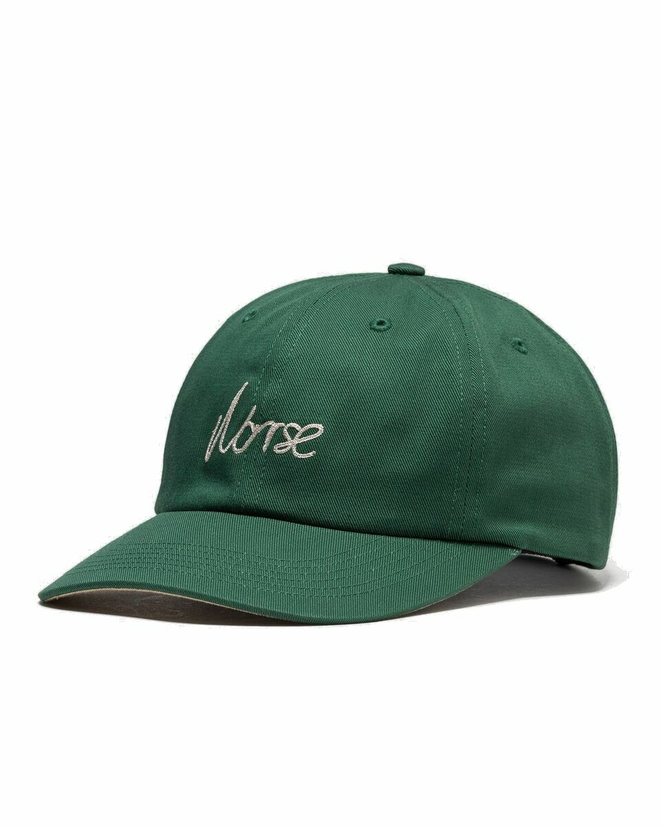 Photo: Norse Projects Chainstitch Logo Twill Cap Green - Mens - Caps