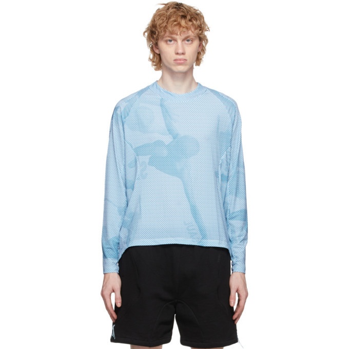 Photo: Saul Nash Blue and White See Me From Afar Illusion Long Sleeve T-Shirt