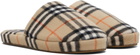 Burberry Tan Check Wool Blend Slippers