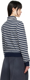 OPEN YY Navy & Gray Appliqué Zipup Sweatshirt