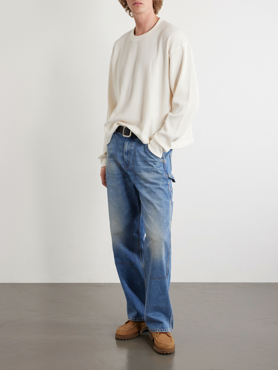 Cherry Los Angeles - Logo-Print Cotton Waffle-Jersey T-Shirt - Neutrals