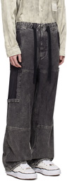 Miharayasuhiro Black Raw Edge Cargo Pants