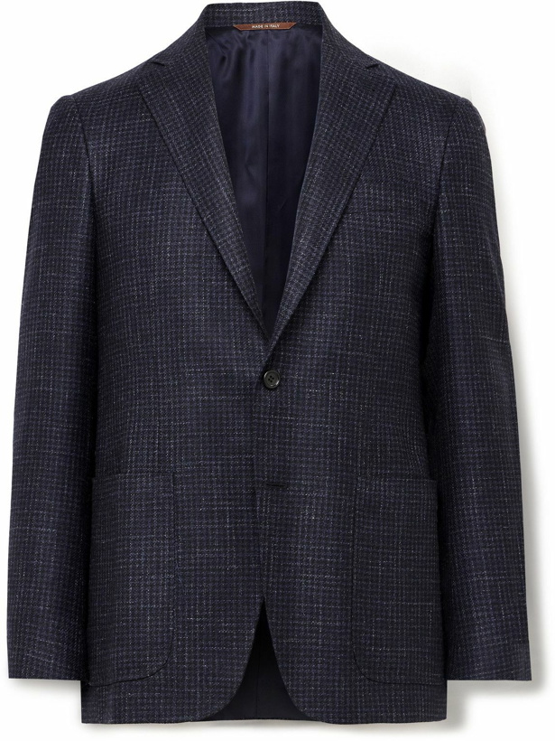 Photo: Canali - Kei Slim-Fit Checked Wool-Blend Suit Jacket - Blue