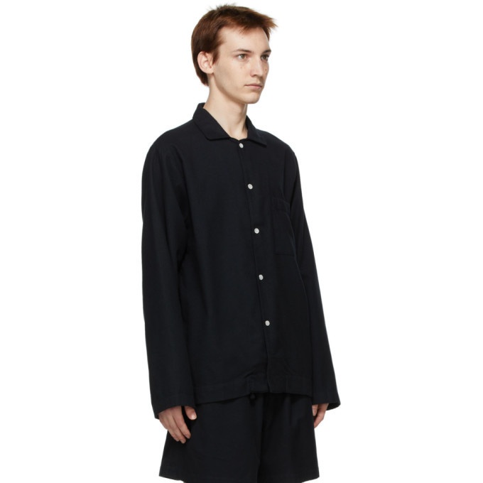 Tekla Black Flannel Pyjama Shirt Tekla Fabrics