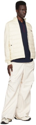 Moncler White Mock Neck Down Cardigan