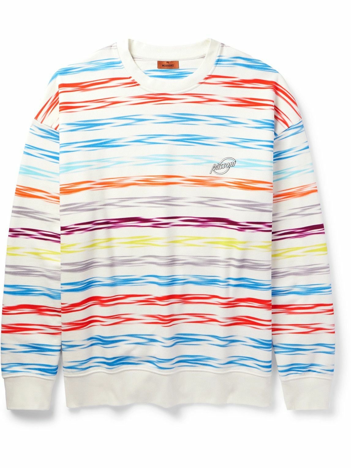 Photo: Missoni - Logo-Appliquéd Striped Cotton-Jersey Sweatshirt - White