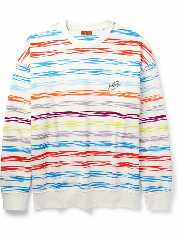 Photo: Missoni - Logo-Appliquéd Striped Cotton-Jersey Sweatshirt - White