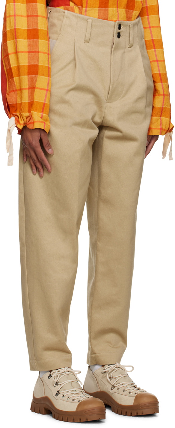 Nicholas Daley Beige Pleated Trousers