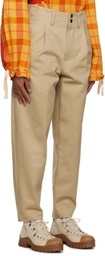 Nicholas Daley Beige Pleated Trousers