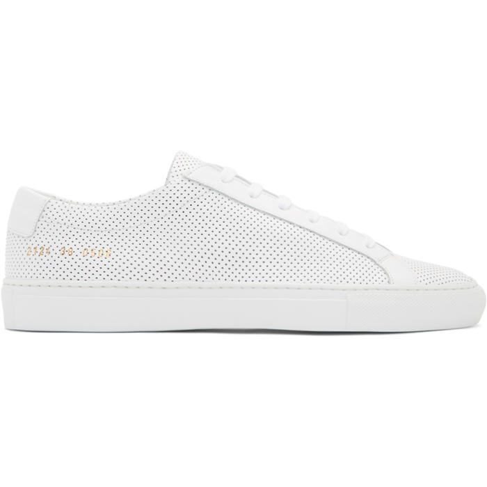 Photo: Common Projects White Achilles Low Perforated Sneakers 