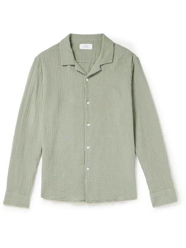 Photo: Mr P. - Convertible-Collar Garment-Dyed Cotton-Muslin Shirt - Green