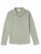 Mr P. - Convertible-Collar Garment-Dyed Cotton-Muslin Shirt - Green