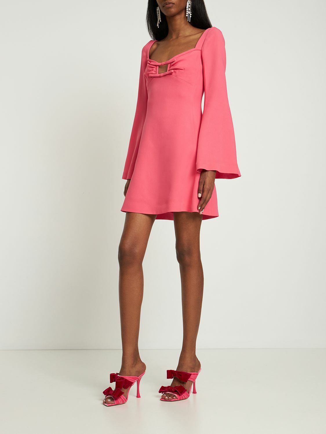 giambattista valli mini dress Giambattista Valli Ruched Neon Silk-Chiffon Mini Dress IT 44