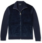 Dunhill - Panelled Cotton-Blend Corduroy and Merino Wool Zip-Up Cardigan - Blue