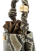 Ganni Bou Mini Python-effect Grained Leather Bucket bag - Black Grey - One Size