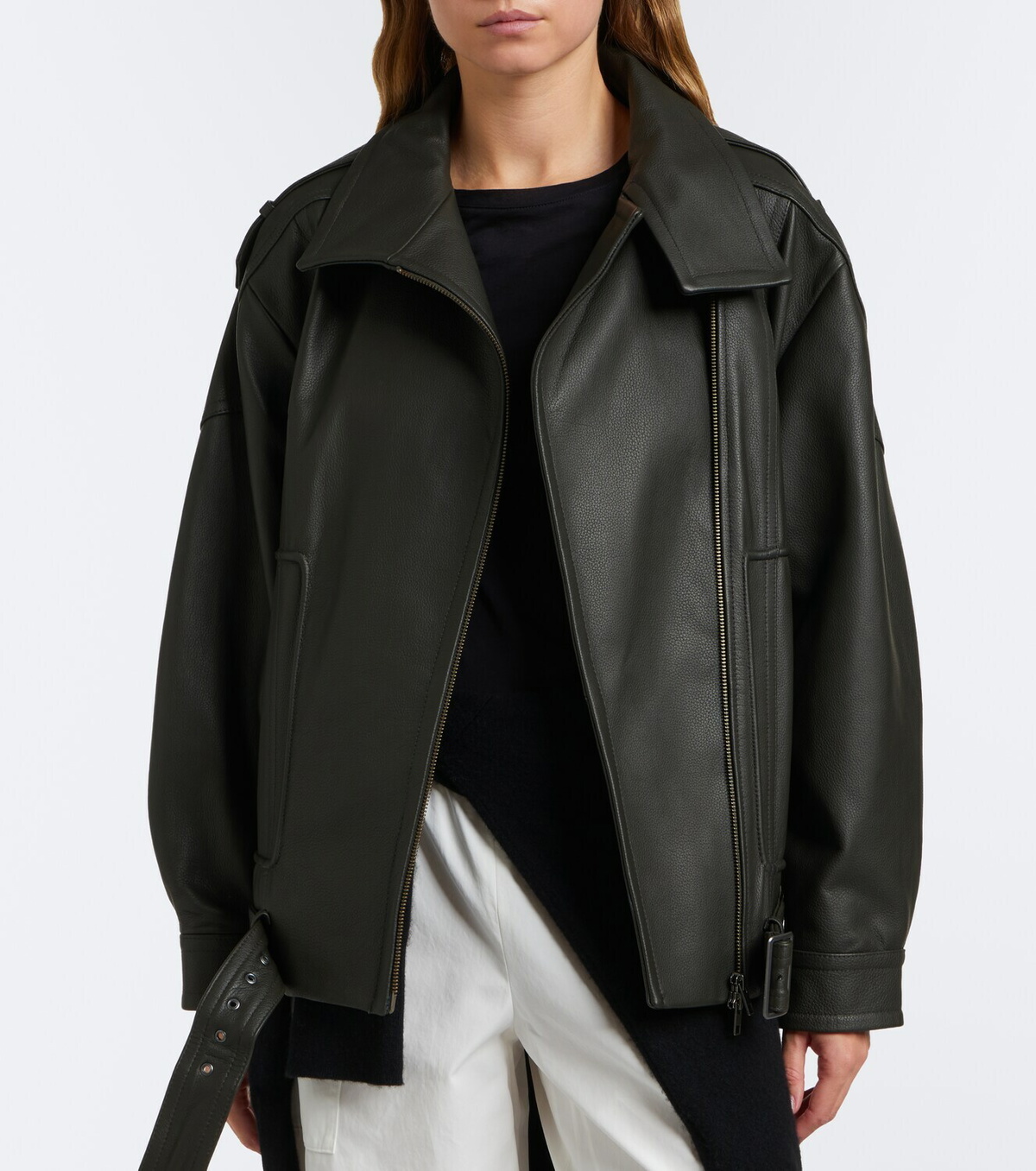 Vince Oversized leather biker jacket