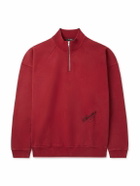 Willy Chavarria - Bravo Logo-Embroidered Cotton-Jersey Half-Zip Sweatshirt - Red