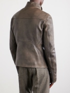 Rick Owens - Release Panelled Full-Grain Leather Jacket - Brown