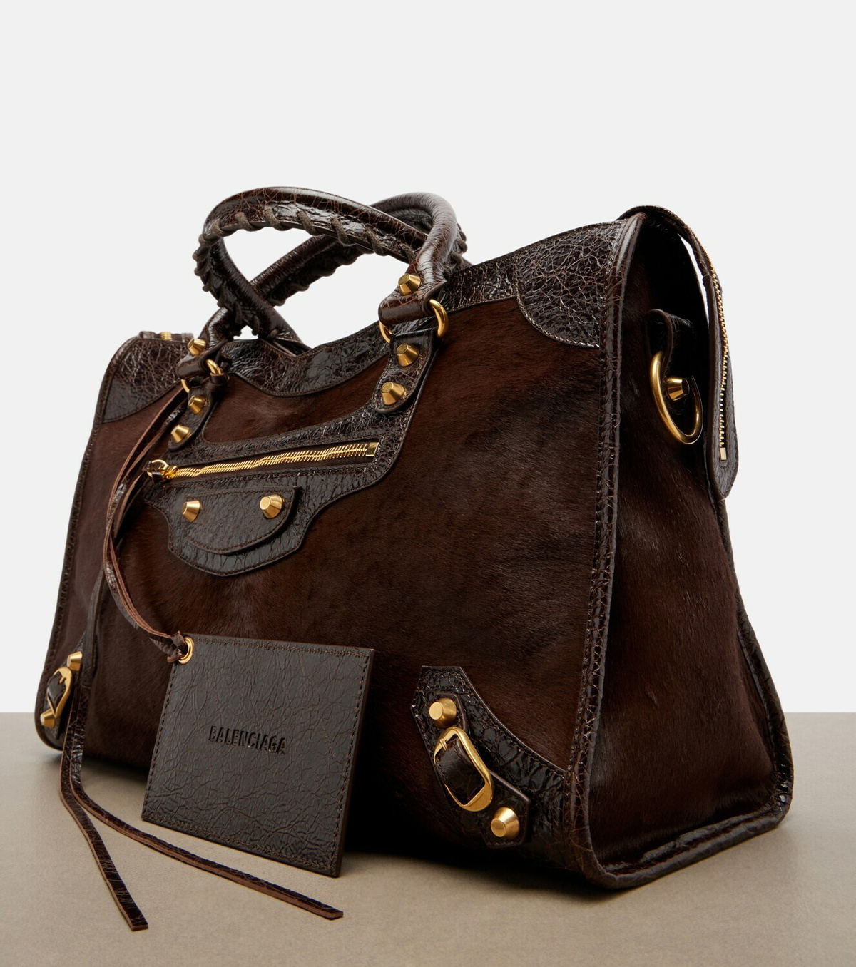 Balenciaga Le City Medium calf hair top-handle bag