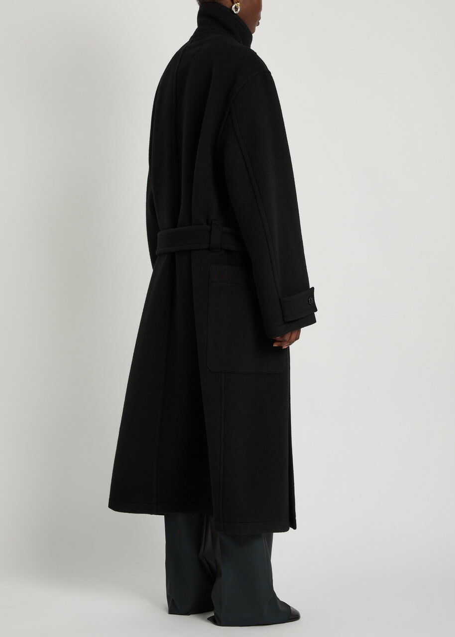 Lemaire High-neck Wool Coat Black