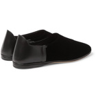 Saint Laurent - Collapsible-Heel Velvet and Leather Loafers - Black