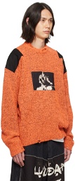 LU'U DAN Orange & Black Shoulder Patch Sweater