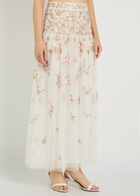 Needle & Thread Eden Rose Floral-embroidered Tulle Midi Skirt White