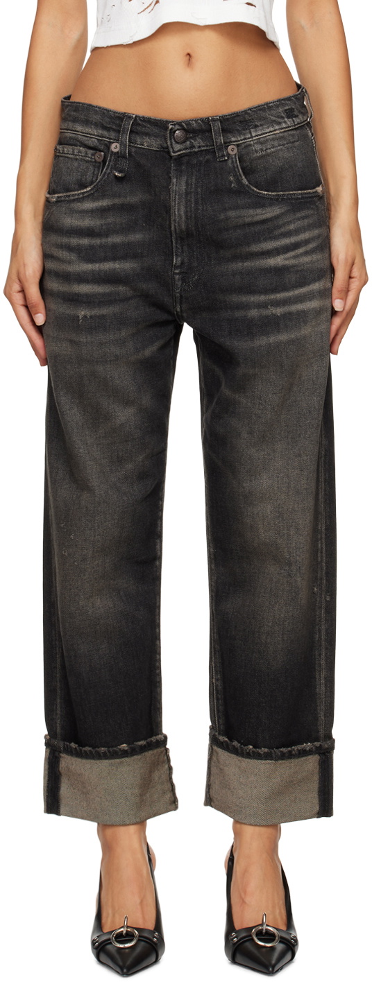 【関税込み】R13 ブラック X-Boyfriend ジーンズ R13 Black Cuffed X-Boyfriend Jeans R13