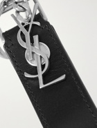 SAINT LAURENT - Leather and Burnished Silver-Tone Key Fob - Black