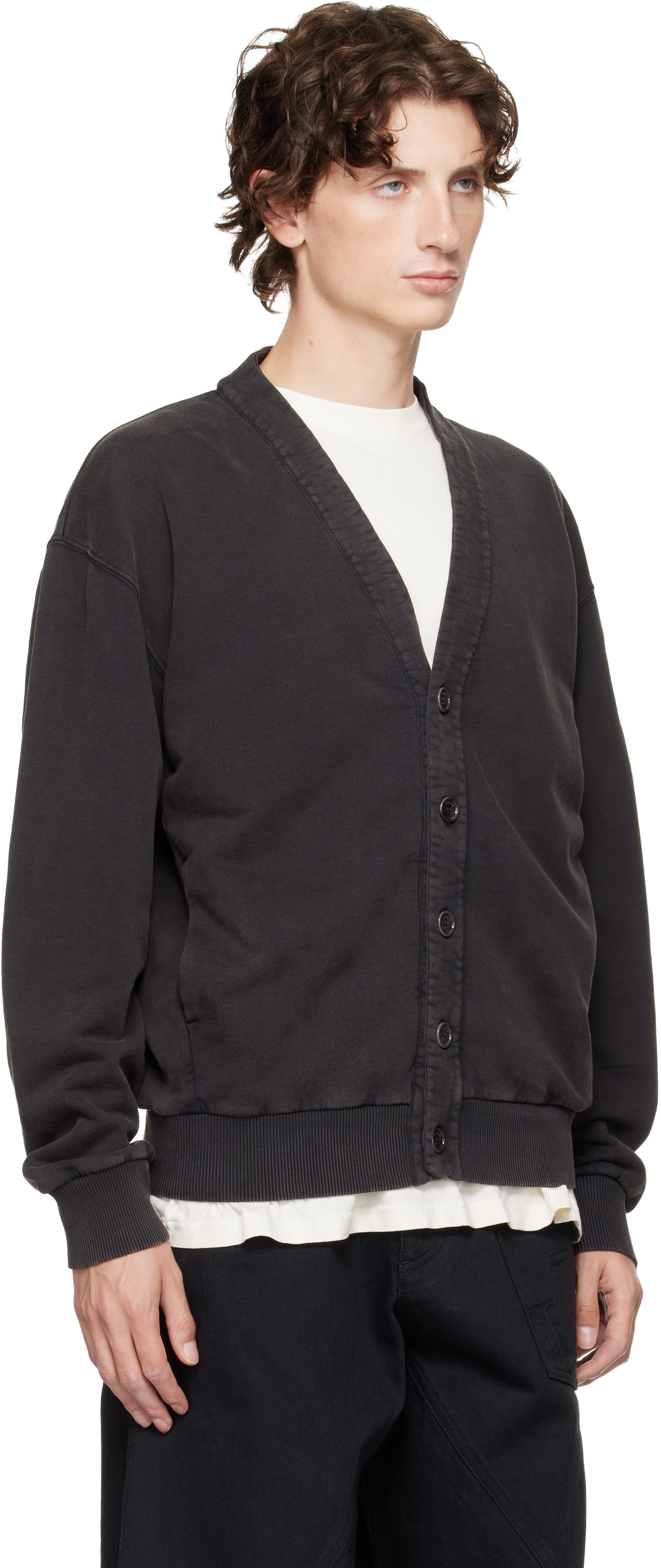 JW Anderson Black Garment-Dyed Cardigan