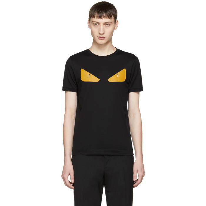 Photo: Fendi Black and Orange Bag Bugs T-Shirt 