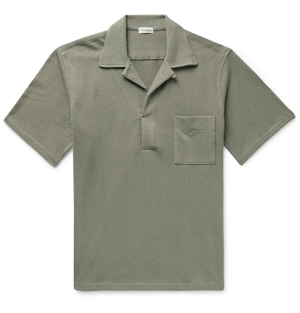 Camoshita Camp Collar Slub Cotton Jersey Polo Shirt Yellow