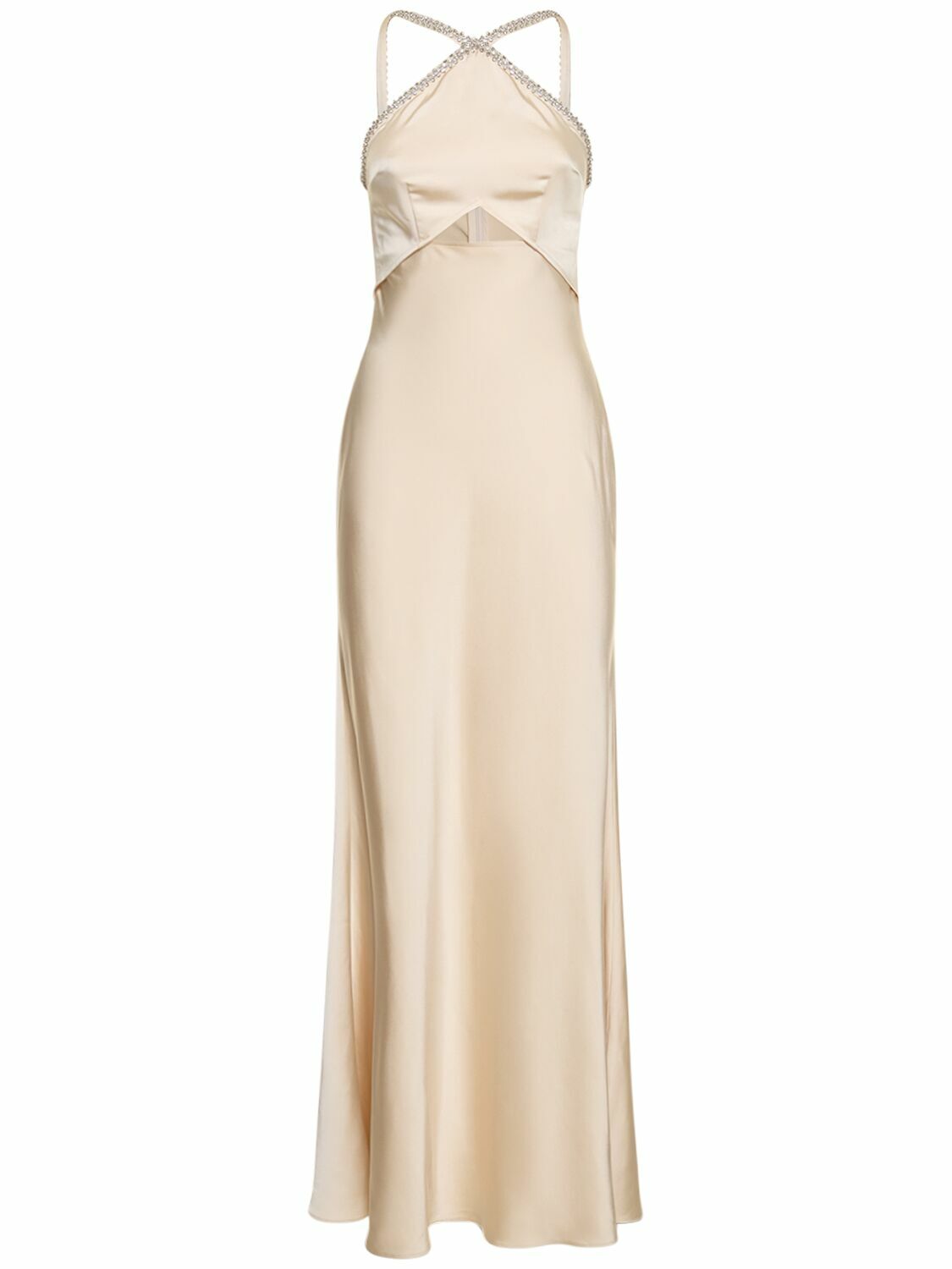オールインワン・サロペット Self-Portrait Maxi Taffeta Dress With Front Button Closure White Taffeta Maxi Dress – self-portrait-US