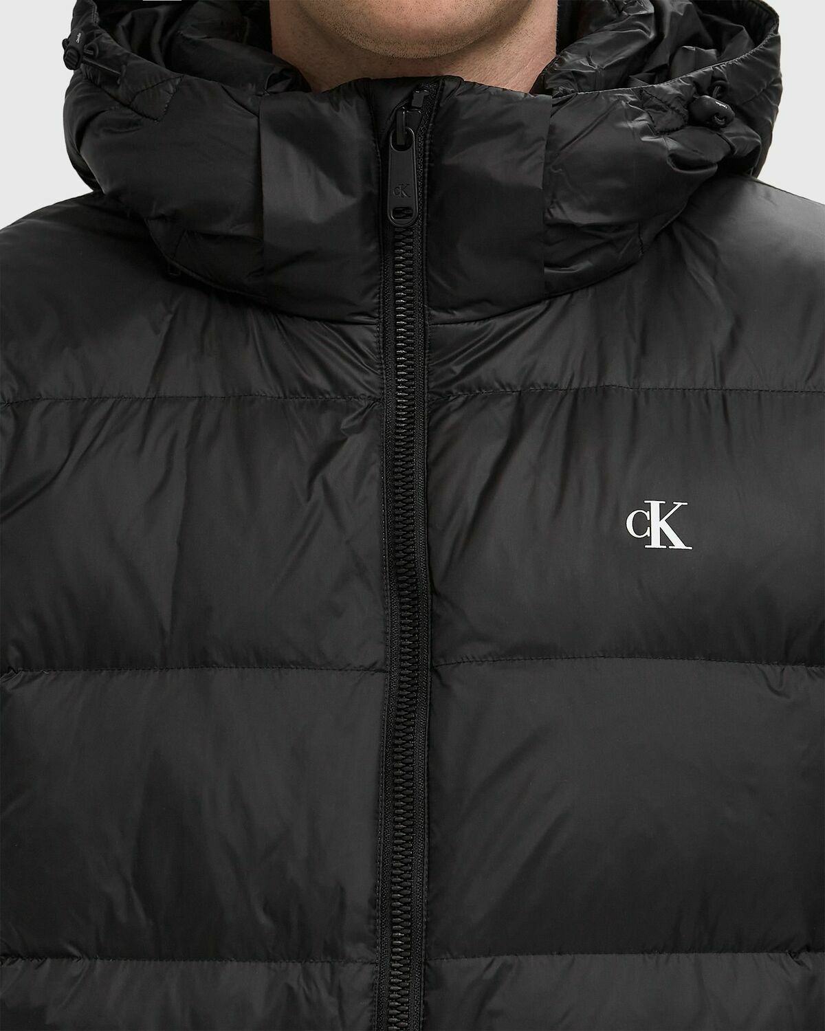 Calvin Klein Jeans LS NYLON ZIP OFF HOOD DOWN PUFFER JACKET Black Mens Down & Puffer Jacket