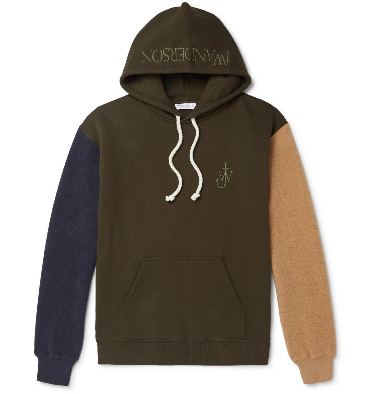 JW Anderson - Colour-Block Fleece-Back Cotton-Jersey Hoodie 